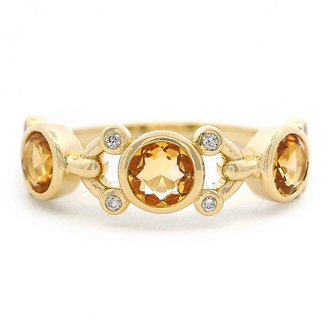 Bezel-Set Three-Stone Gemstone Ring