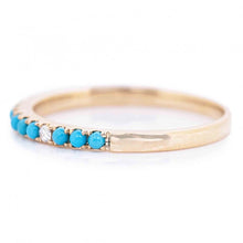 In Line Turquoise and Diamond Band