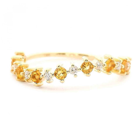 Wavy Gemstone And Diamond Stackable Band