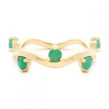Wavy Round Gemstone Accent Stackable Band