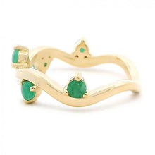 Wavy Round Gemstone Accent Stackable Band