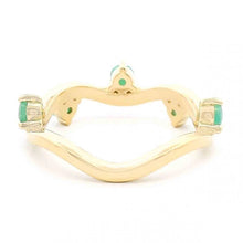 Wavy Round Gemstone Accent Stackable Band