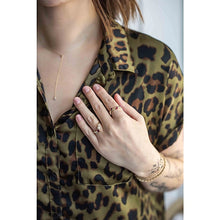 Wavy Round Gemstone Accent Stackable Band