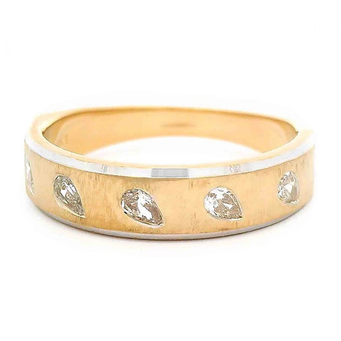 Two-Tone Wide Band with Tilted Pear Shape Diamonds