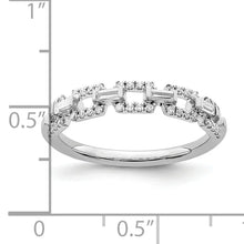 14k White Gold Polished 1/5 carat Diamond Squares Ring