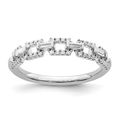 14k White Gold Polished 1/5 carat Diamond Squares Ring