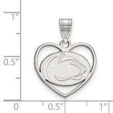 Sterling Silver Rhodium-plated LogoArt Penn State University Lion Heart Pendant