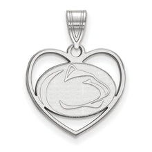 Sterling Silver Rhodium-plated LogoArt Penn State University Lion Heart Pendant