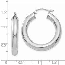 14k White Gold 5x30mm Polished Lightweight Hoop Earrings