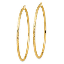 14k 3x80mm Lightweight Diamond-cut Round Tube Hoop Earrings