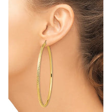14k 3x80mm Lightweight Diamond-cut Round Tube Hoop Earrings