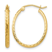 14k 2.5x25mm Lightweight Diamond-cut Oval Tube Hoop Earrings