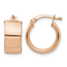 14k Rose Gold 7x14mm High Polished Tube Hoop Earrings
