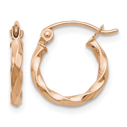 14k Rose Gold Twisted Hoop Earrings