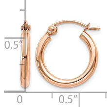 14k Rose Gold 2x15mm Polished Lightweight Tube Hoop Earrings