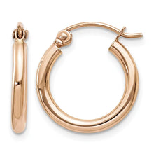 14k Rose Gold 2x15mm Polished Lightweight Tube Hoop Earrings