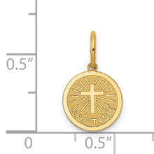 14k Small BAPTISM with Cross Round Disc Charm
