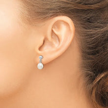 14k White Gold 6-7mm White Rice Freshwater Cultured Pearl Post Dangle Earrings
