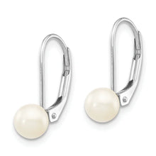 14k White Gold 5-6mm White Round Akoya Saltwater Cultured Pearl Leverback Earrings