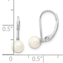 14k White Gold 5-6mm White Round Akoya Saltwater Cultured Pearl Leverback Earrings
