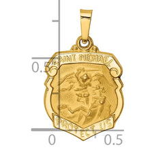 14k Polished and Satin Hollow Small St Michael Medal Badge Pendant