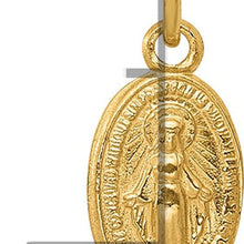 14k Polished Solid Small Miraculous Medal Oval Charm