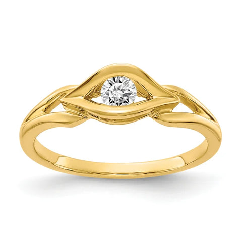 14k Polished 1/8 carat AAA Diamond Ring