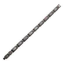 Matte Finish Gunmetal Silver Tone Stainless Steel Deer Antler Inlay Link Bracelet