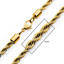 Men's Golden Tone Stainless Steel 6mm Rope Chain