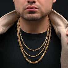 Men's Golden Tone Stainless Steel 6mm Rope Chain