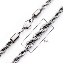Silver Tone Stainless Steel 6mm Rope Chain